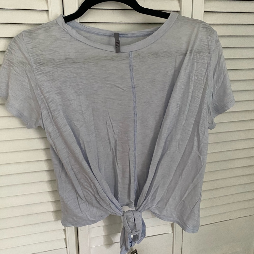 Light blue tee shirt with tie